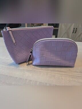 Victoria's Secret Lavender Woven Cosmetic Bag Set